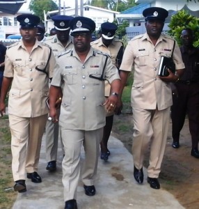 Police Commissioner, Leroy Brumell and other members of the Police Force. [iNews' Photo]