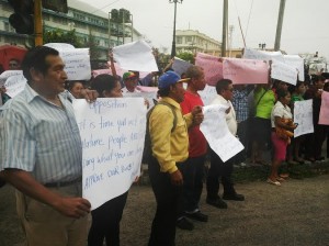 Amerindians protesting in front of Parliament Building. [iNews' Photo]