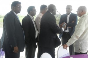 President Donald Ramotar, Minister Irfaan Ali and other officials at the sod turning ceremony. [iNews' Photo]