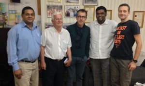 Minister of Tourism, Irfaan Ali , members of the French Filming Crew and the Director of the Guyana Tourism Authority, Mr. Indranauth Haralsingh [left) during the courtesy visit.