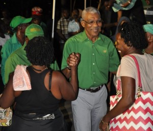 Mr Granger greets some of his supporters shortly after his speech.