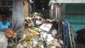 Garbage pile up at the Bourda Market. [iNews' Photo]