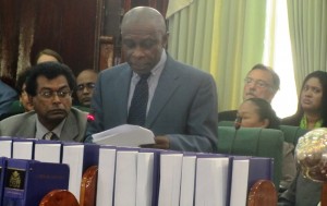 Foreign Affairs Minister Carl Greenidge during his speech in the National Assembly.