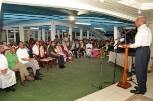 Head of State David Granger as he addressed the gathering at the Anna Catherina Islamic Complex