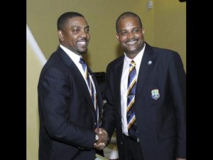 WICB president Dave Cameron [left) and vice-president Emmanuel Nanthan