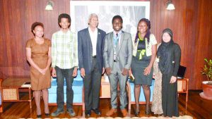 President David Granger with some of the UGSS members after the meeting 