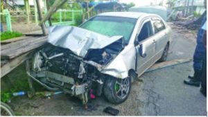 Basdeo’s abandoned car mangled on Market Road, Annandale