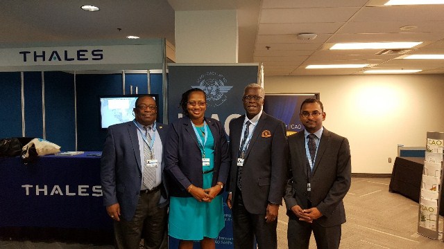 From left to right Lt. Col. Rtd. Lawrence London, Chairman, GCAA Board; Hon. Annette Ferguson, M.P, Minister within the Ministry of Public Infrastructure; Lt. Col. Egbert Field, Director General GCAA; and Mr. Saheed Sulaman, Director, Air Transport Management 