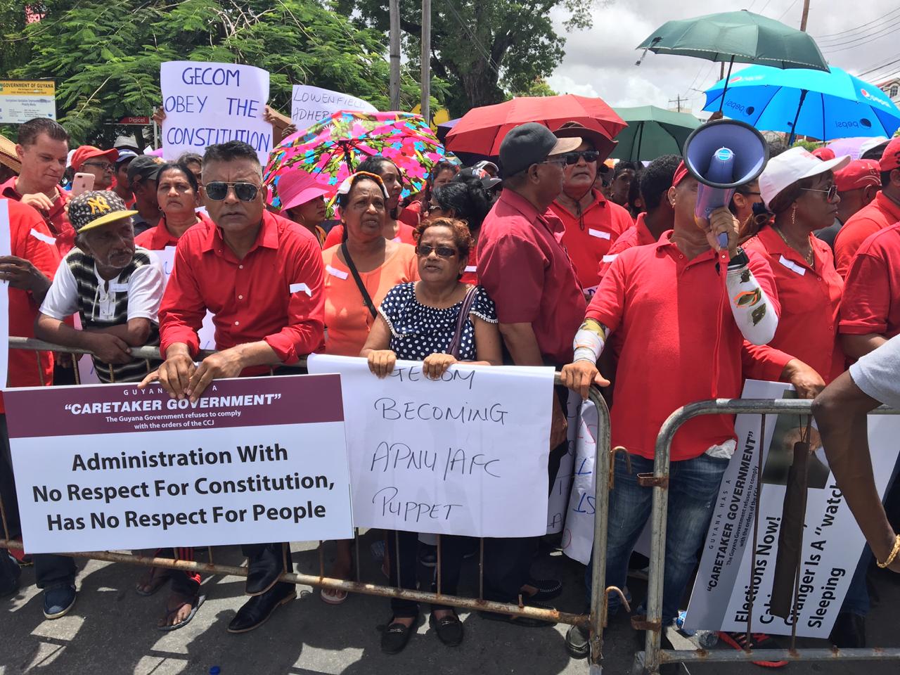 PPP Supporters Stage Massive Protest Outside GECOM - INews Guyana