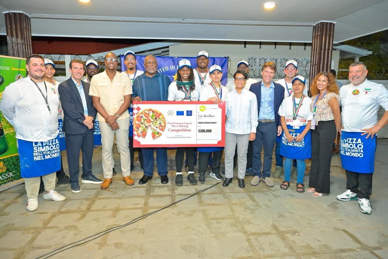 Alex Tenorio & Lisa Hamilton are winners of inaugural EU-Guyana Cup Pizza Making Competition 