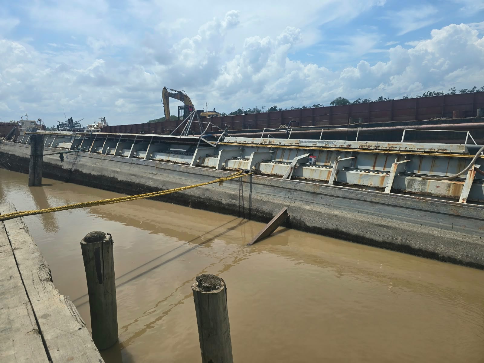 Potential oil spill risk identified at EBD wharf; emergency response activiated